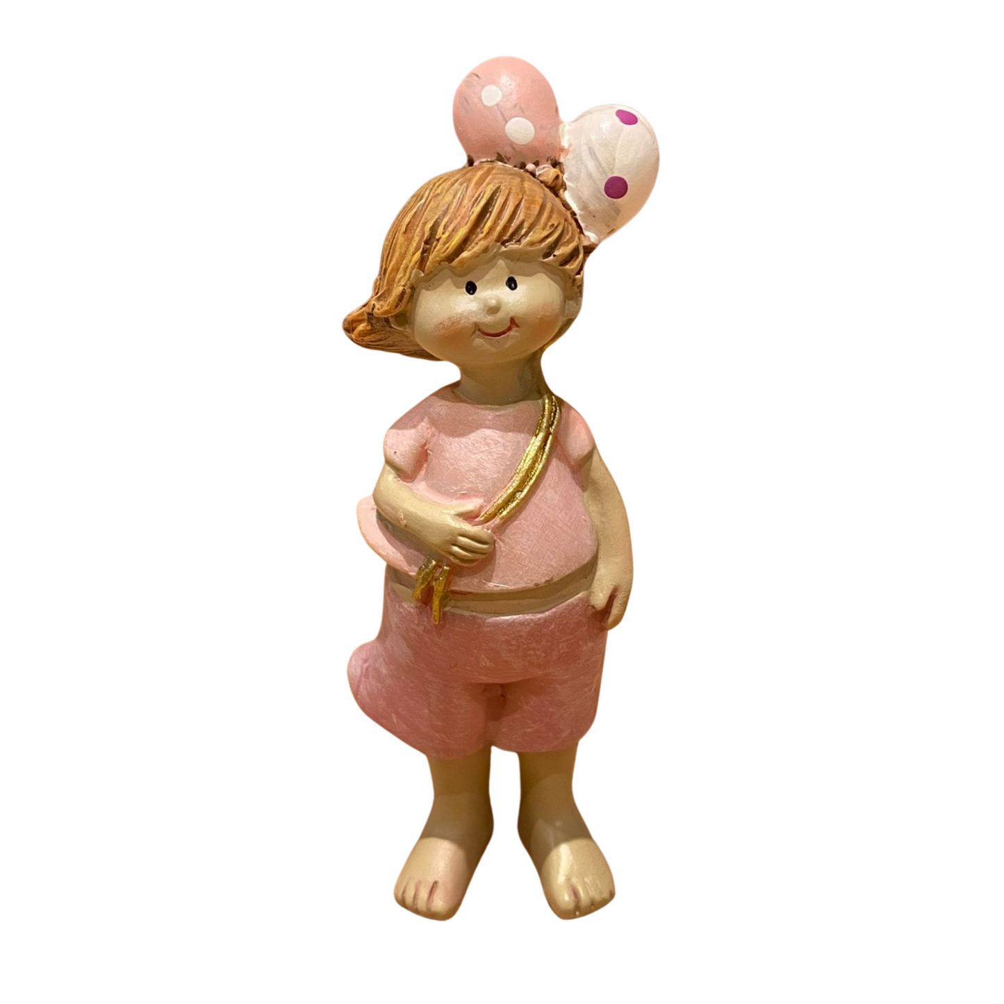 Beeldje Boy Balloons - Roze - 4 _ 5 _ 10 cm - Polyresin