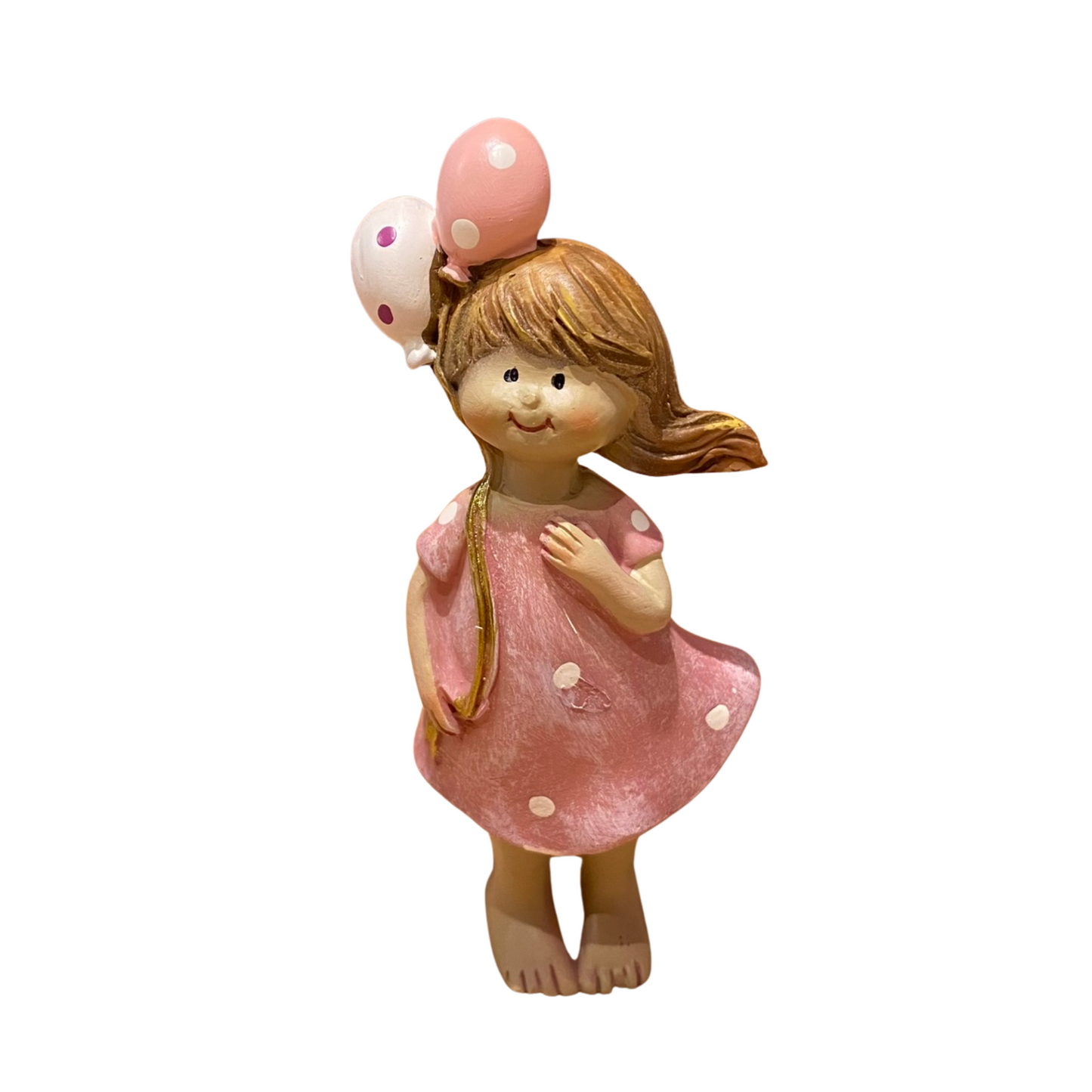 Beeldje Girl Balloons - Roze - 4 _ 5 _ 10 cm - Polyresin