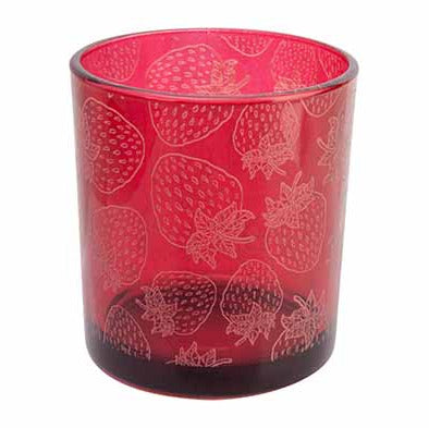 Windlicht - Theelichthouder Strawberries rood- Glas - 7 x 8 cm