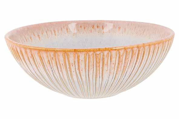Listra Beach Bowl ¯16cm - Aardewerk Wit/Oranje