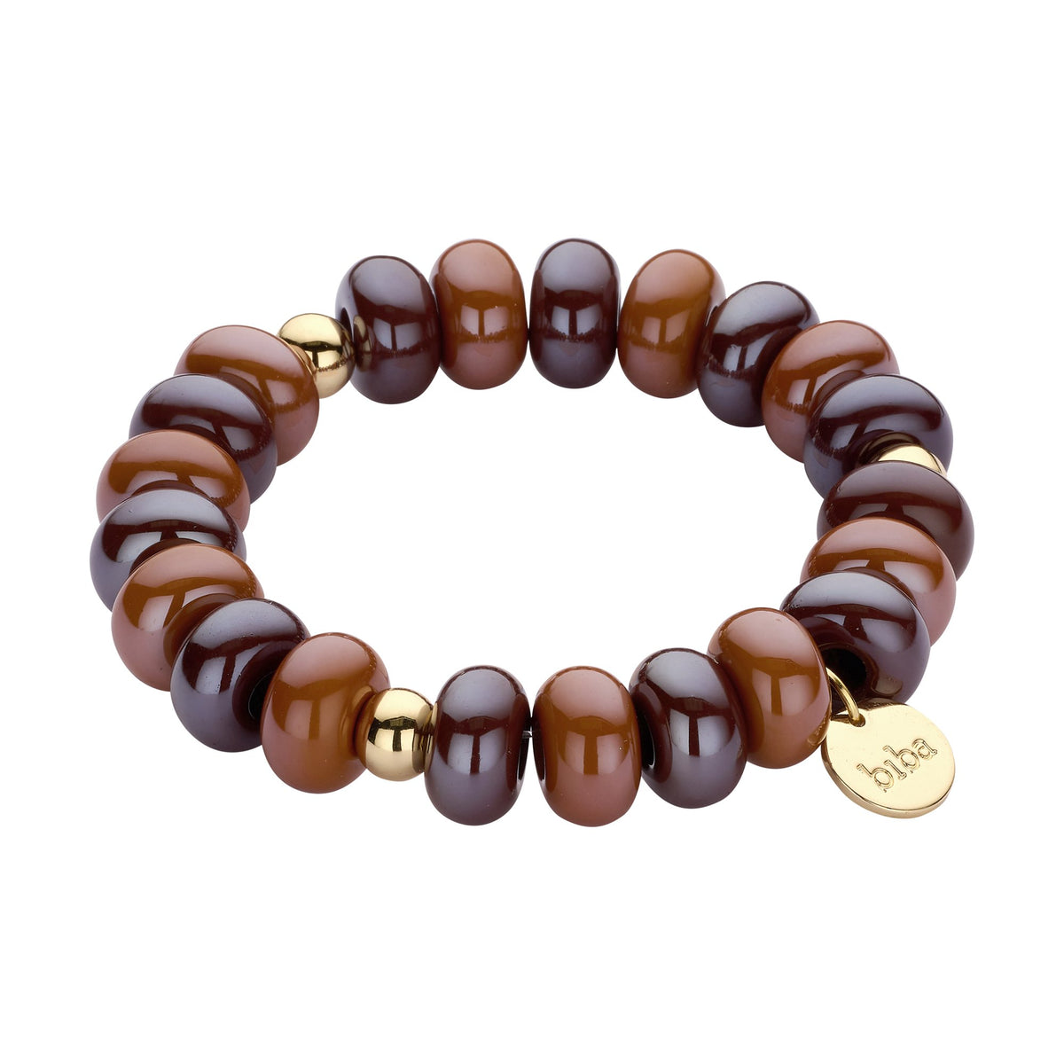 Biba armband met resin kralen Bruin - Karla's