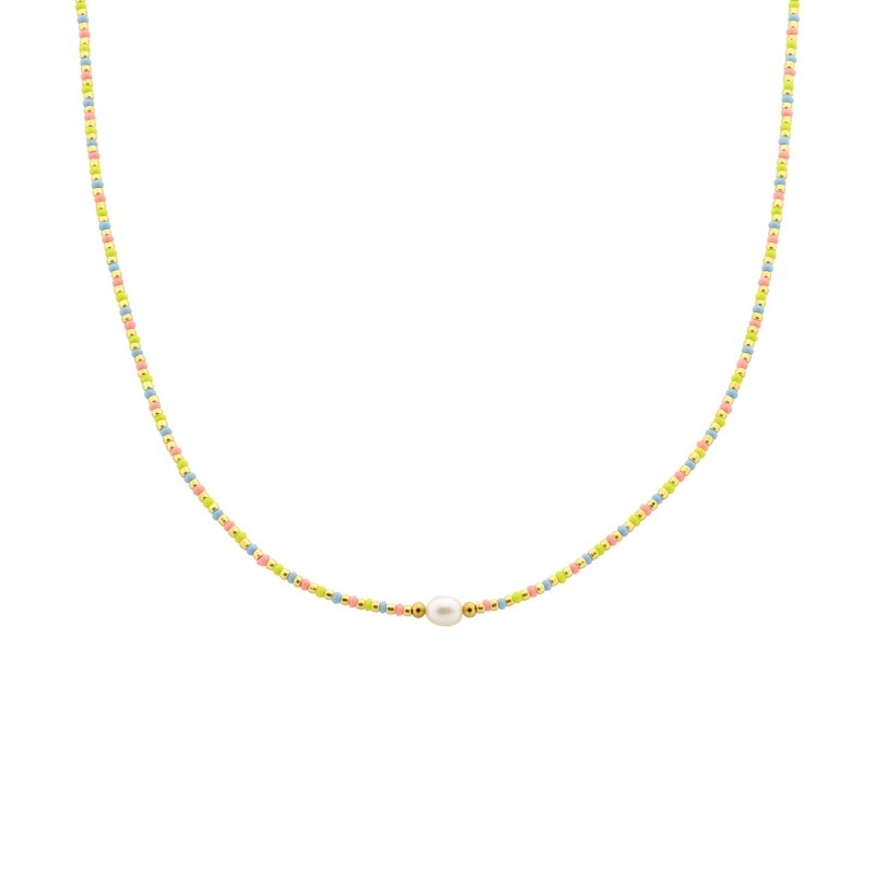biba ketting fiesta parel geel blauw roze