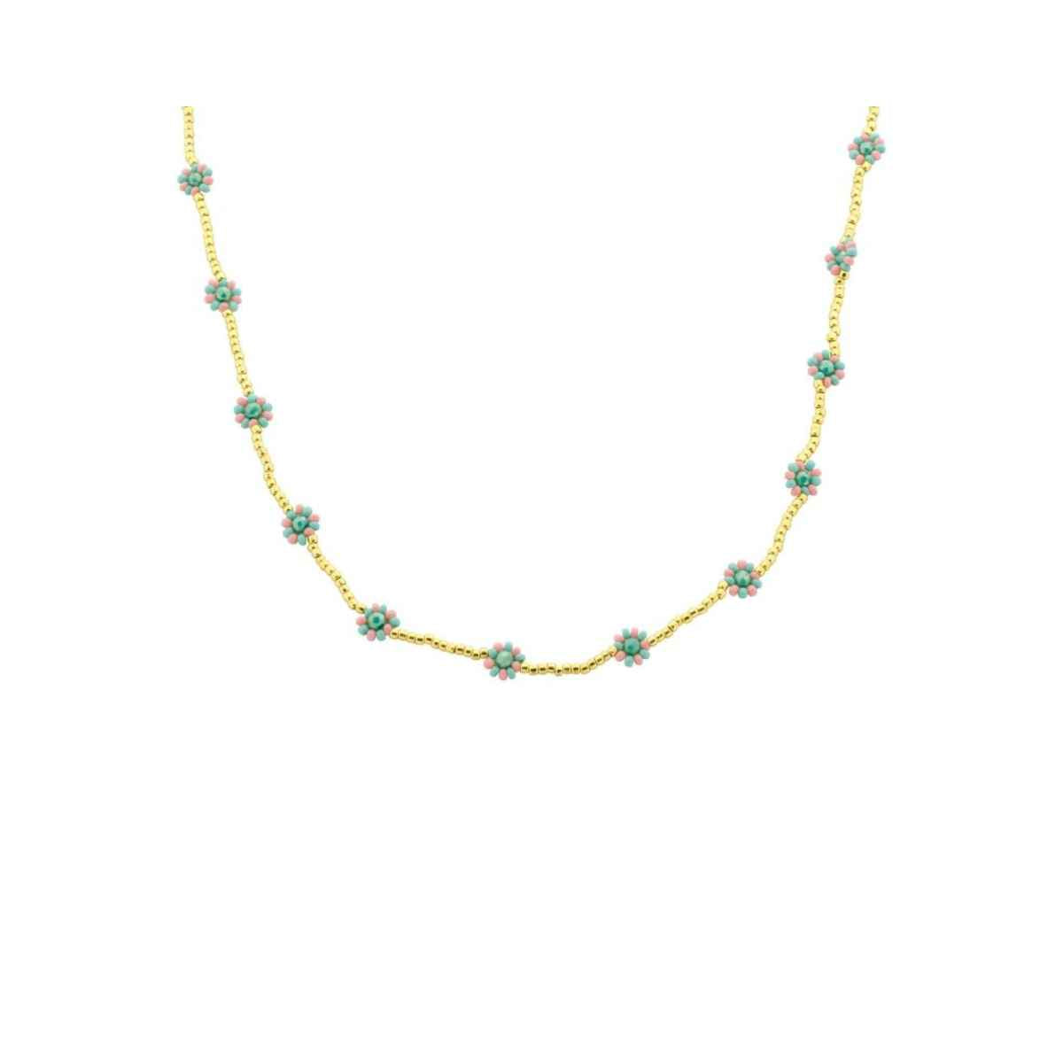 Biba Halsketting - Miyuki Beads - Groen - Roze