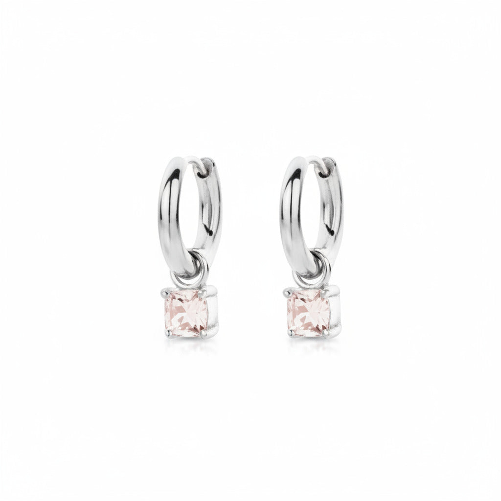 Biba Oorbellen Silver Glow Poederroze