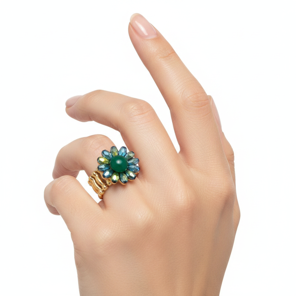biba ring flower groen