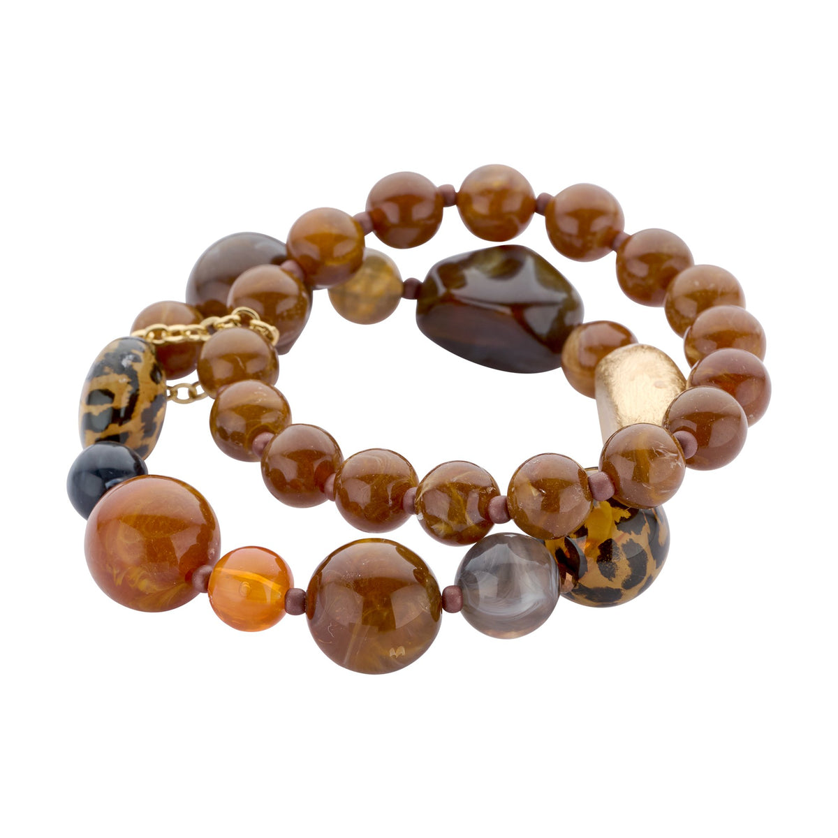 Biba dubbele armband bruin tijgerprint