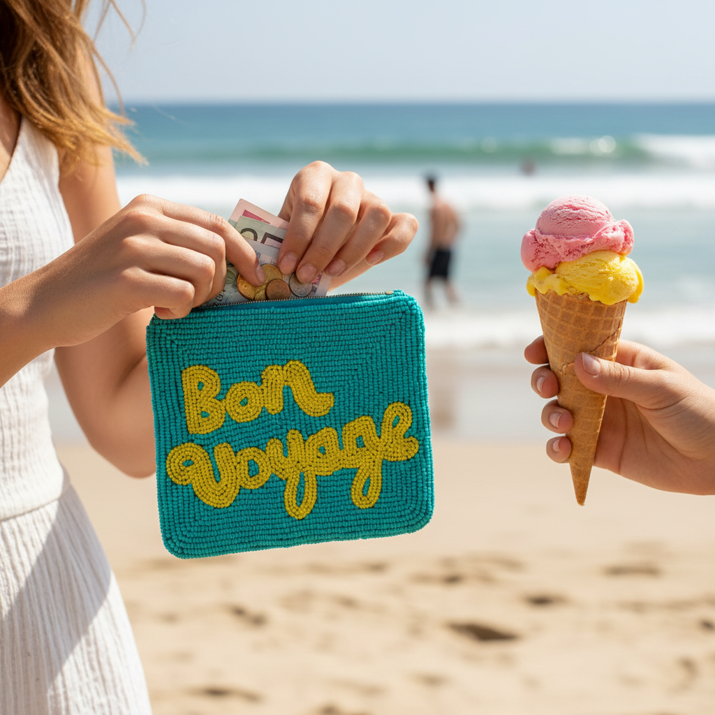 Bon Voyage tasje aan het strand