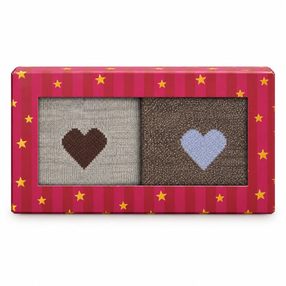 Sokken - Harten - beige-bruin-blauw