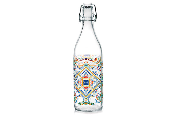 Valencia Fles - 1 Liter - Met Dop - Kleurrijke Print - Cosy & Trendy
