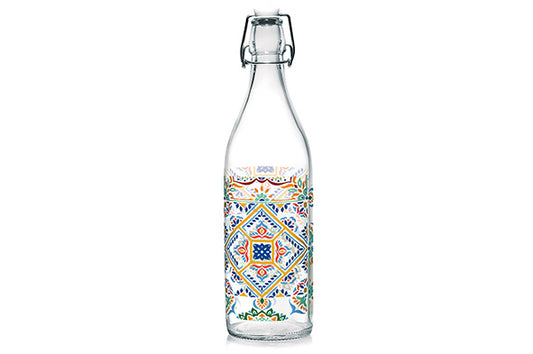 Valencia Fles - 1 Liter - Met Dop - Kleurrijke Print - Cosy & Trendy