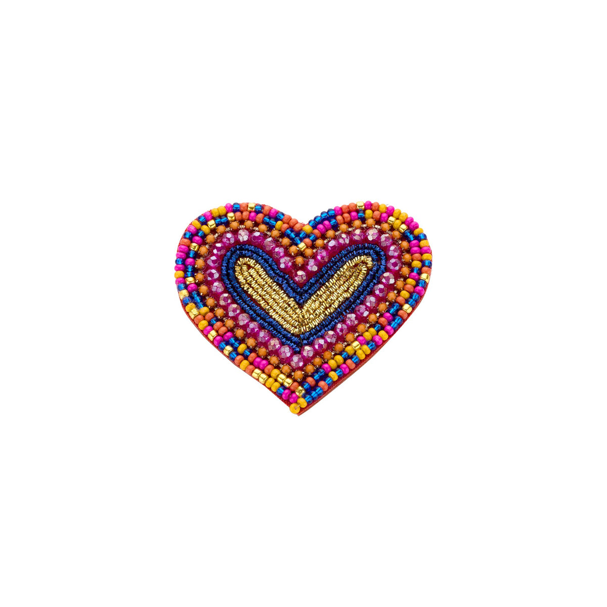 Biba broche hart fushia blauw