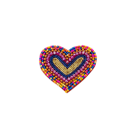 Biba broche hart fushia blauw
