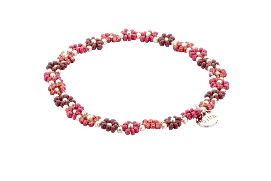 Biba armband -Miyuki beads -Rood-Multicolor zilver
