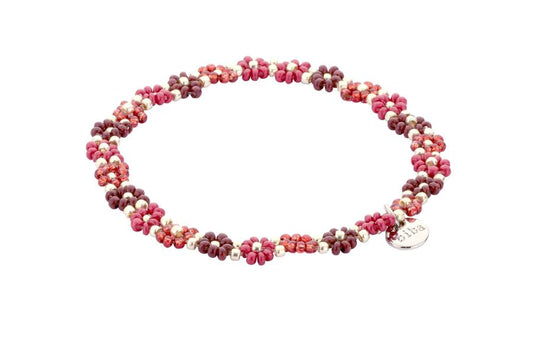 Biba armband -Miyuki beads -Rood-Multicolor zilver