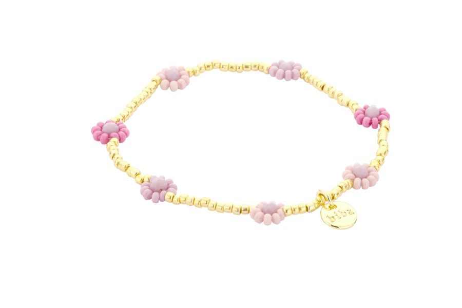 Biba Armband - elastiek - Roze / goud