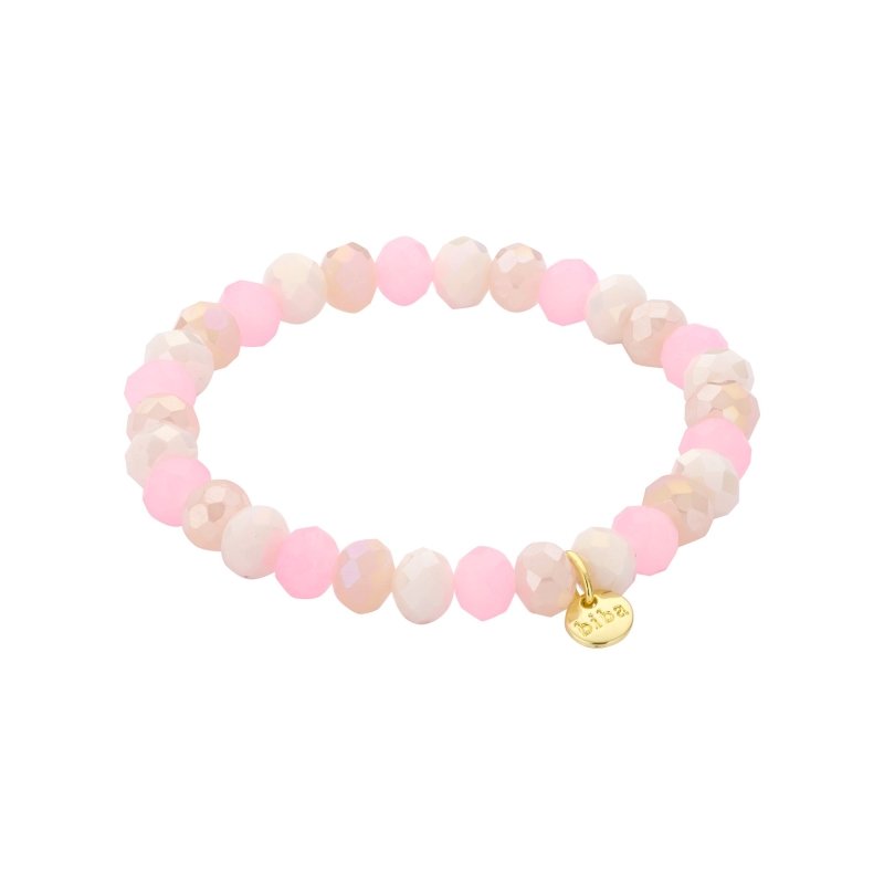 Biba Armband Crystal 8 Mm Mix Zand en Roze