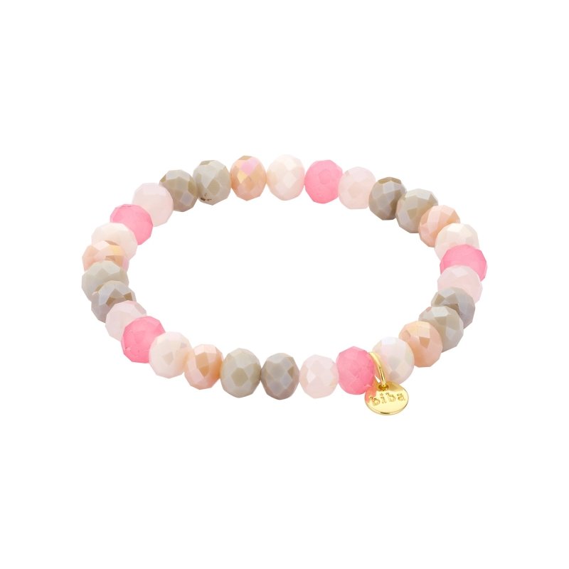 Biba Armband Crystal 8 Mm Mix Babyroze Grijs