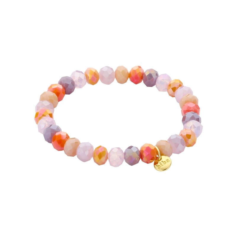 Biba Armband Crystal 8 Mm Mix Jeansblauw Zalm