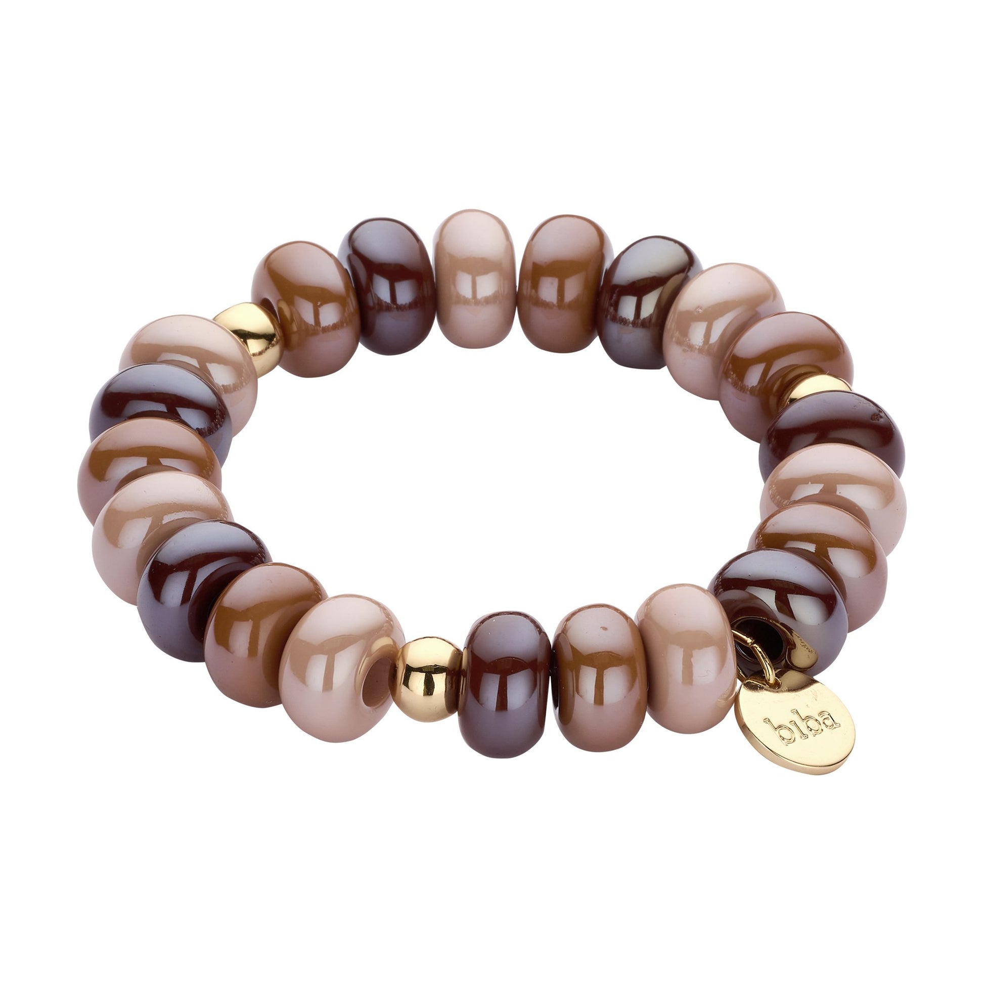 Biba armband met resin kralen Bruin - Karla's