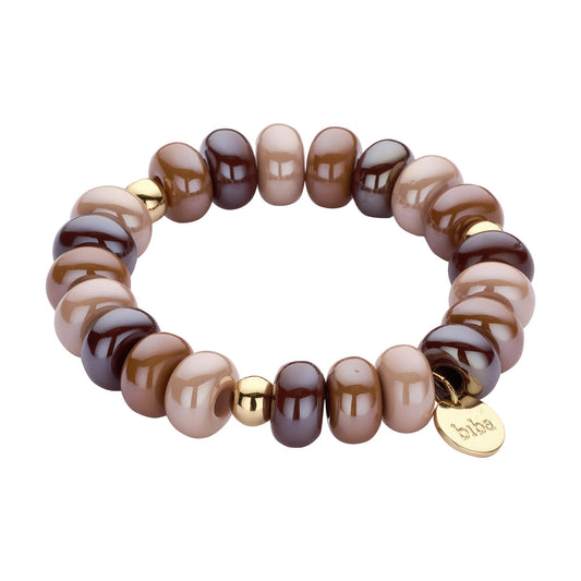Biba armband met resin kralen Bruin - Karla's