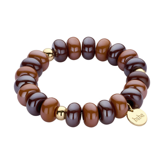 Biba armband met resin kralen Bruin - Karla's