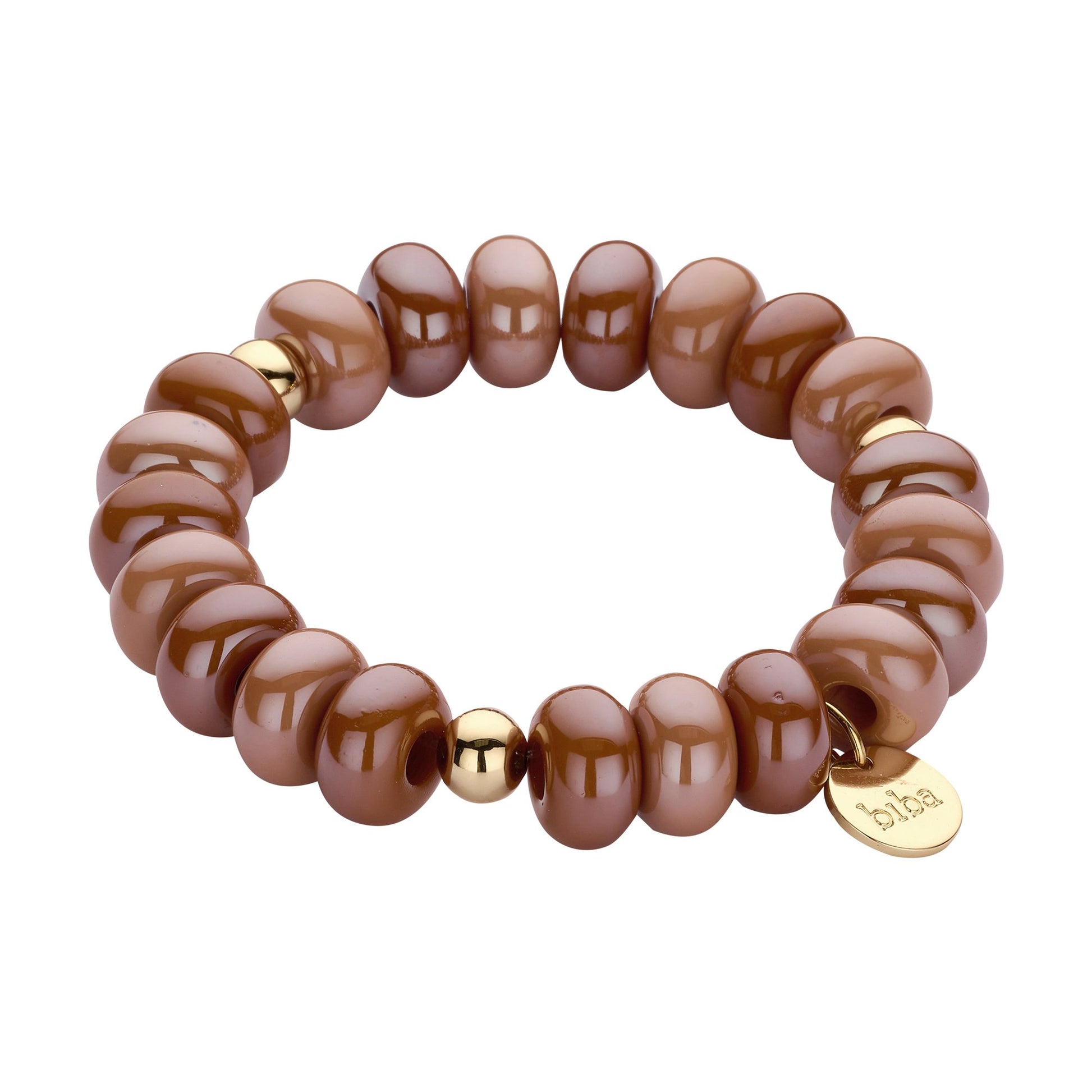 Biba armband met resin kralen Bruin - Karla's
