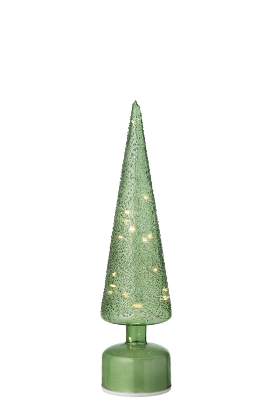 J-Line Glazen boom met draaiende LED-verlichting groen – large