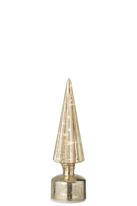 J-Line Glazen boom met draaiende LED-verlichting goud – small