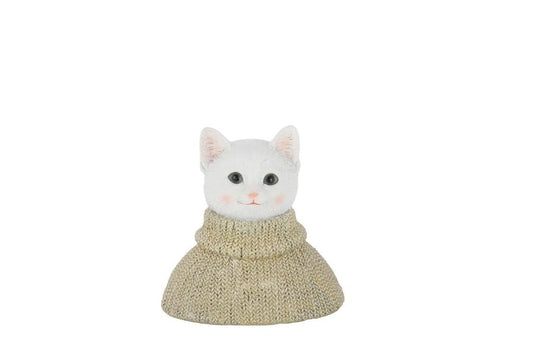 Kat Bust Sweater Polyresin Grijsgroen/Wit