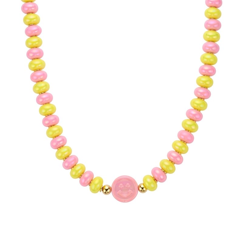 Biba Ketting Donut Geel Roze Smiley