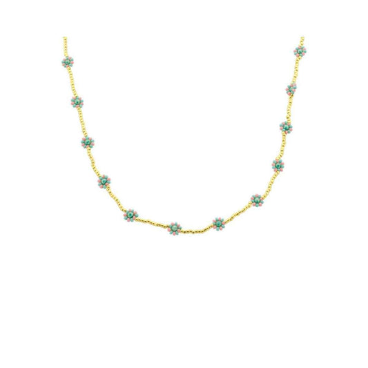 Biba Halsketting - Miyuki Beads - Groen - Roze