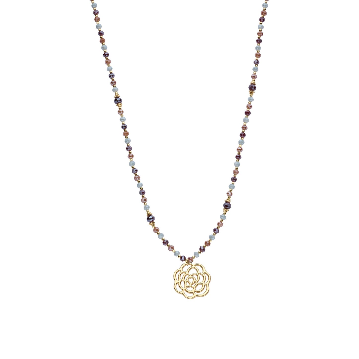 Biba lange halsketting met kristallen Blauw - Karla's