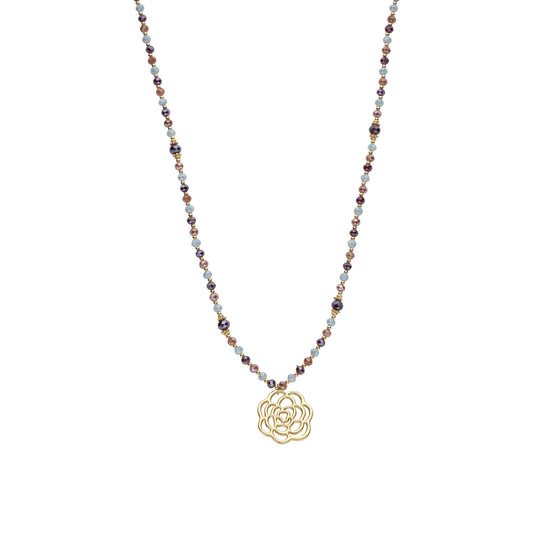 Biba lange halsketting met kristallen Blauw - Karla's