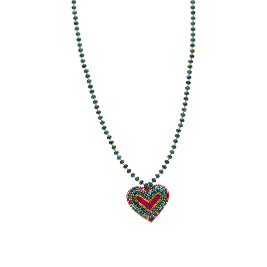 Biba lange ketting hart petrol