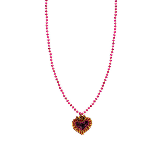 Biba lange ketting hart bordeau