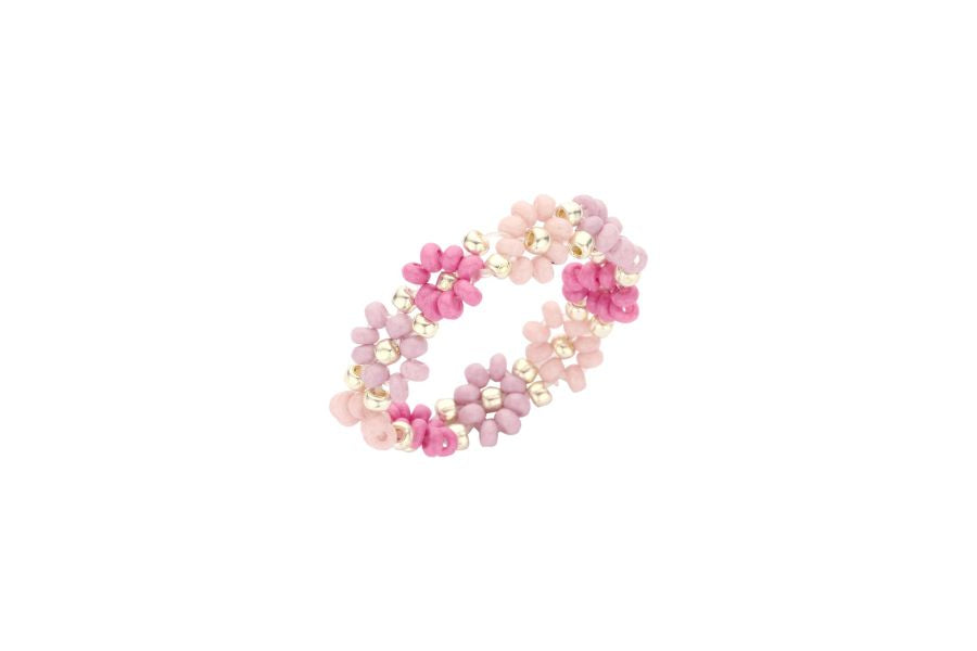 Biba Ring- elastiek - Roze/lilla zilver