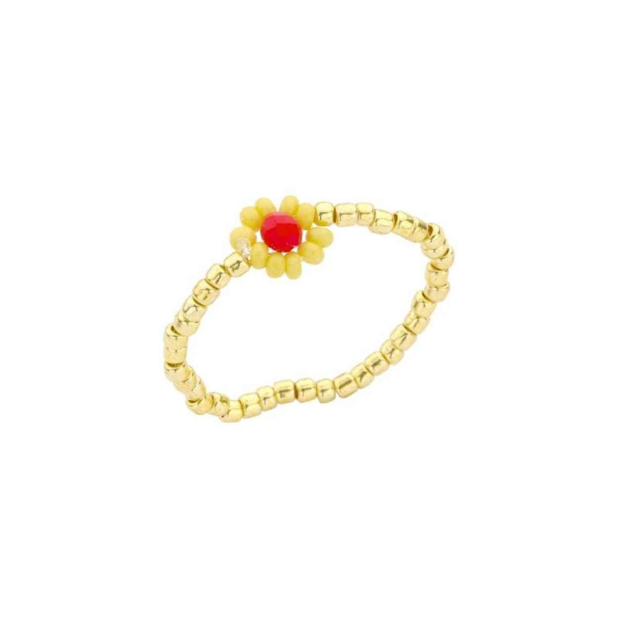 Biba ring Geel- roze