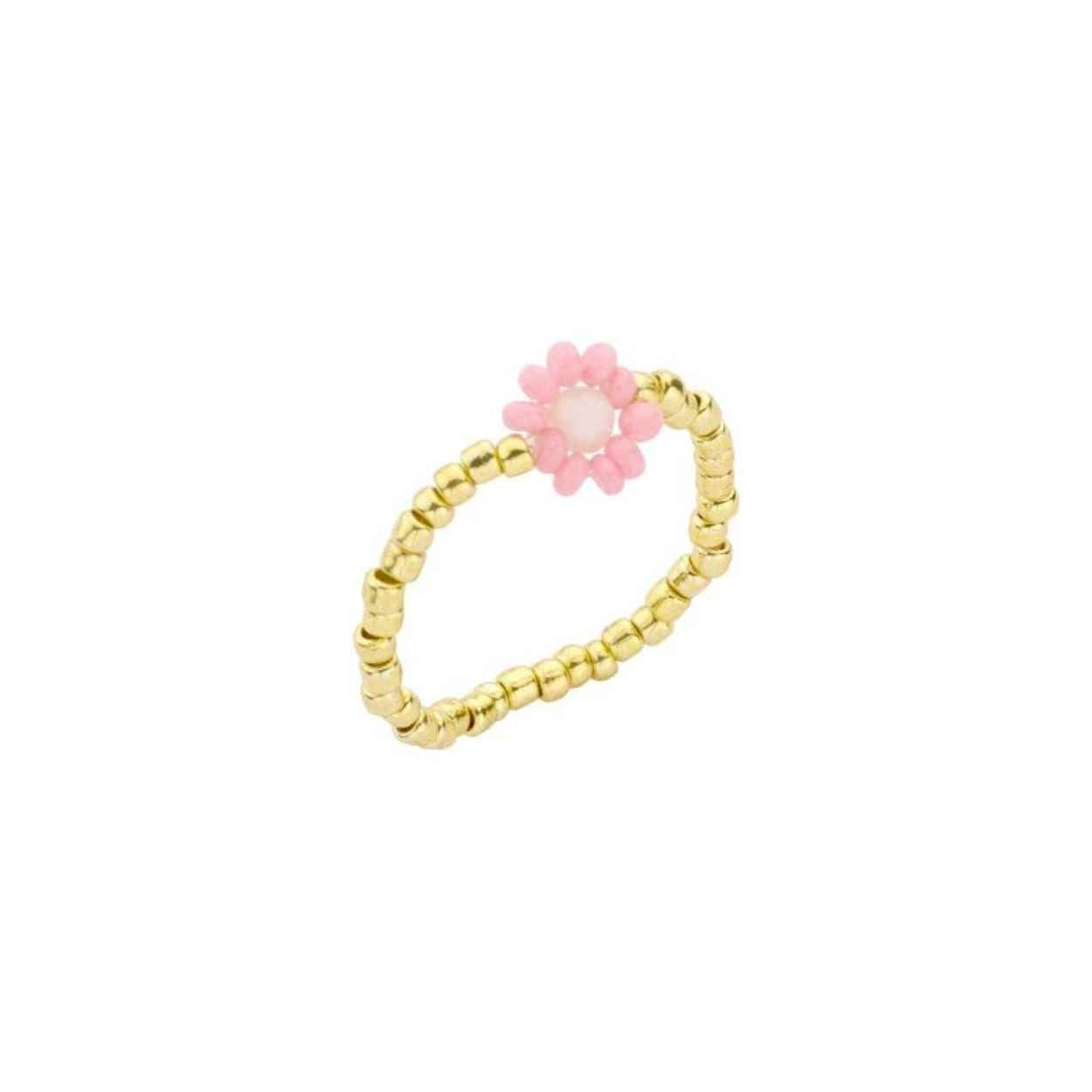 Biba ring Roze/wit