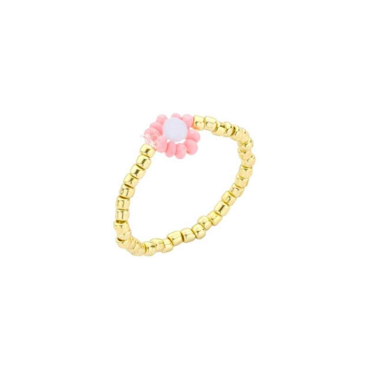 Biba ring Roze/wit