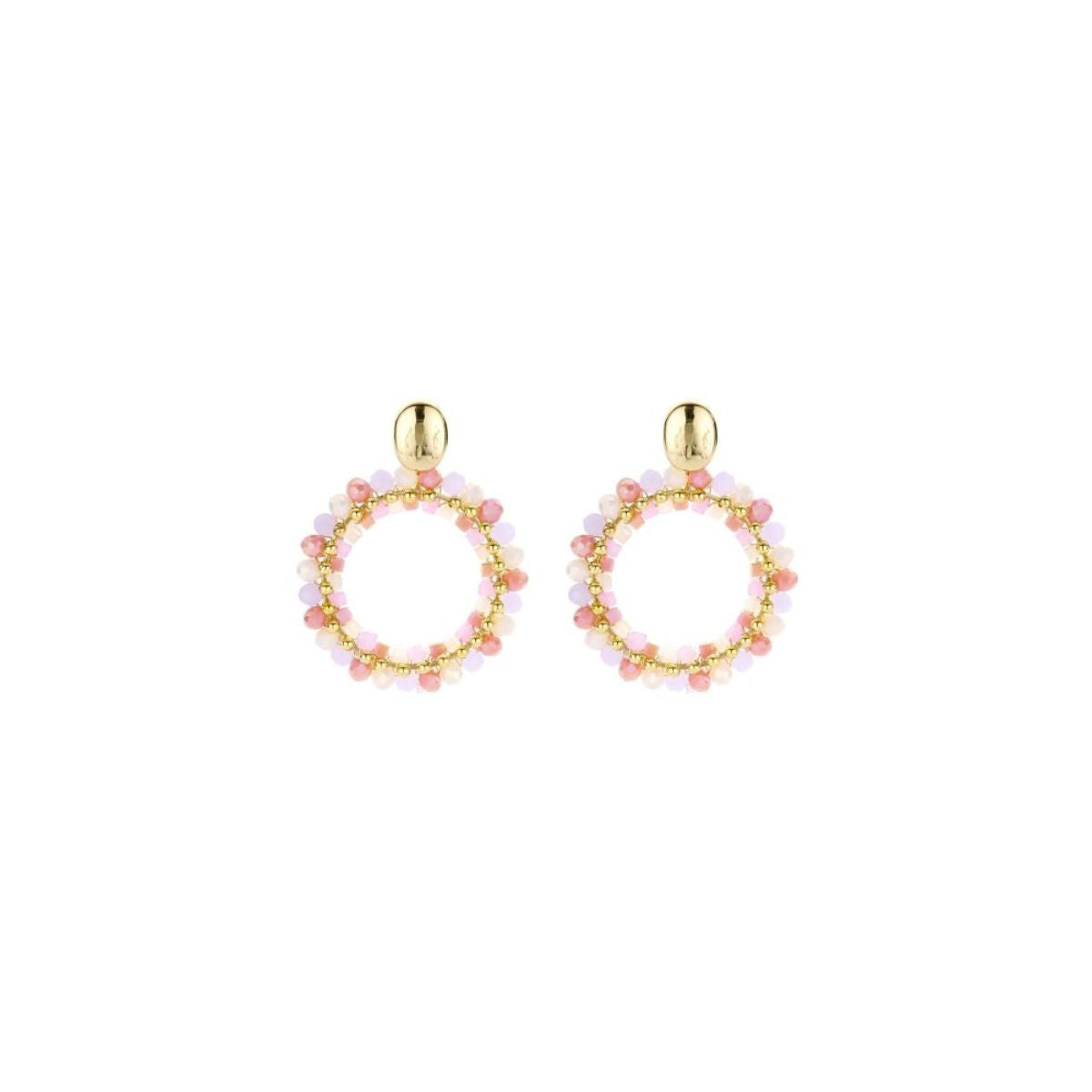 Biba oorbellen rond - Roze mix