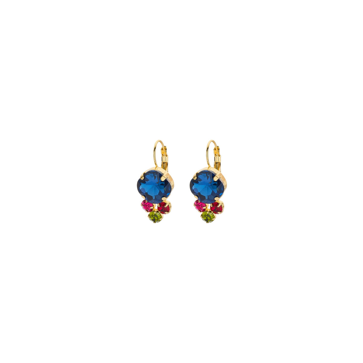 Biba oorbellen blauw roze groen