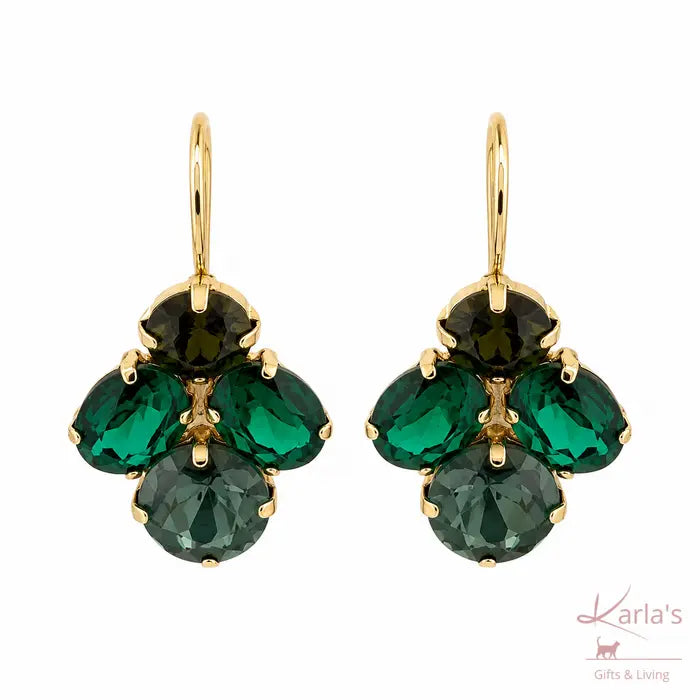 Biba oorhangers met groene facetstenen