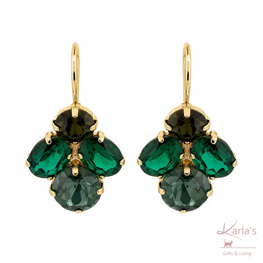 Biba oorhangers met groene facetstenen