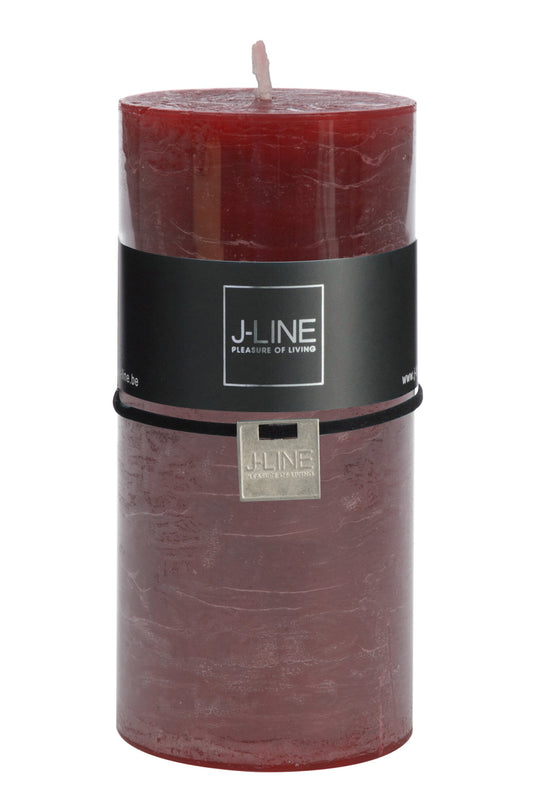J-Line Cilinderkaars kersenrood – 7 × 15 cm