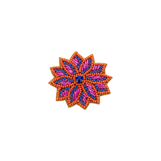 broche bloem oranje roze