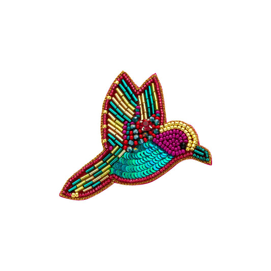 broche ijsvogel petrol