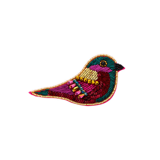 broche vogel petrol bordeau medium