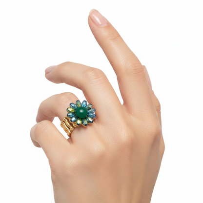 biba ring flower groen